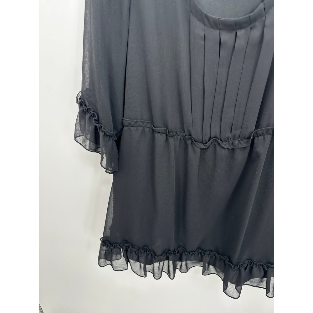 Womens Black Chiffon Ruffle Babydoll Coquette Top Sz 2X Whimsigoth Dark Romantic - Picture 2 of 7